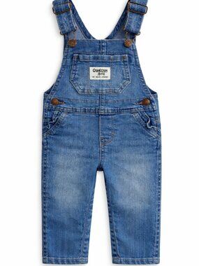 OshKosh B’gosh Baby Boy Overalls 9 Months Denim Bib Outfit Blue Classic